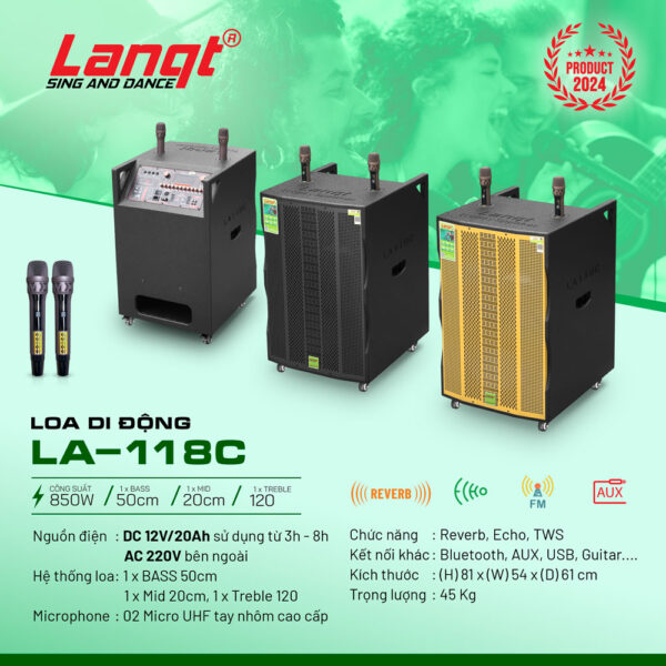 Loa karaoke di động Lanqt LA-118C Bass 5 tấc - Hình ảnh 4