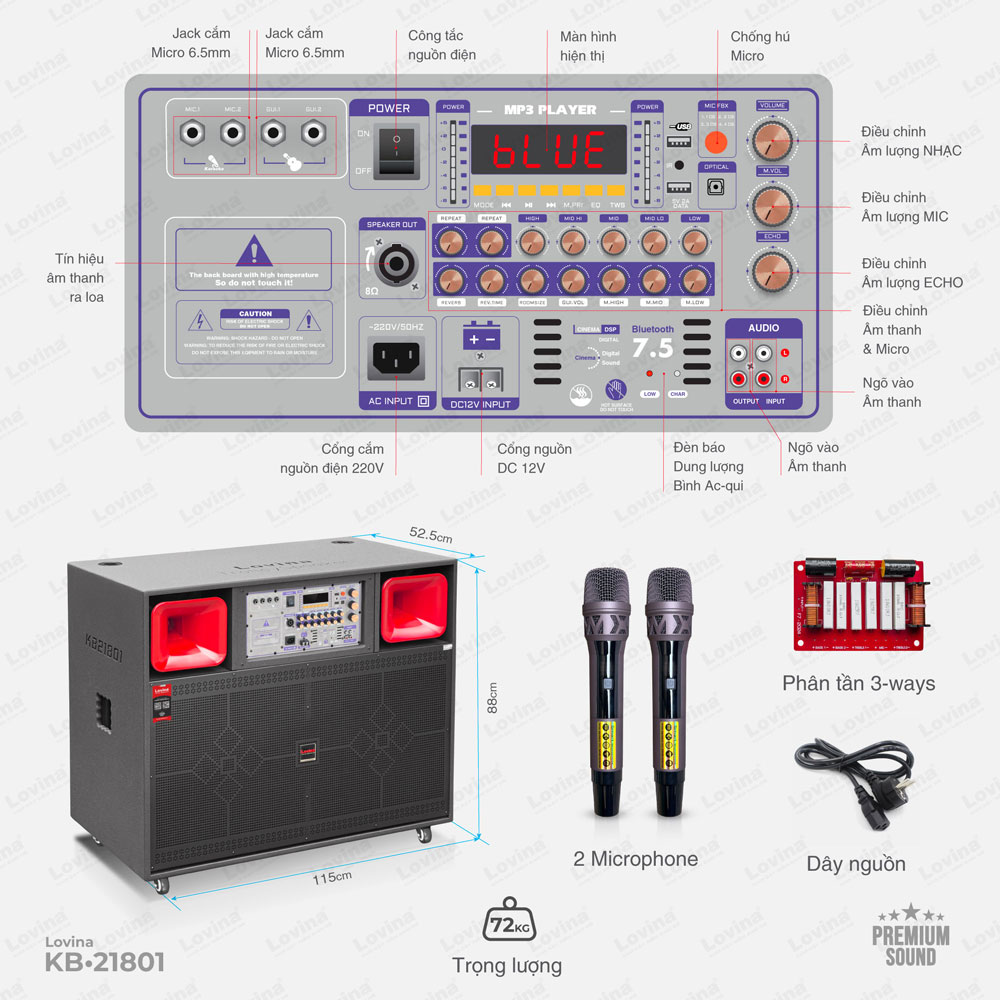 Loa karaoke di động Lovina KB-21801 - Hình ảnh 10