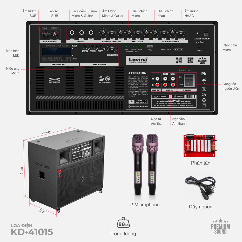 Loa điện có SUB Lovina KD-41015 - Hình ảnh 7